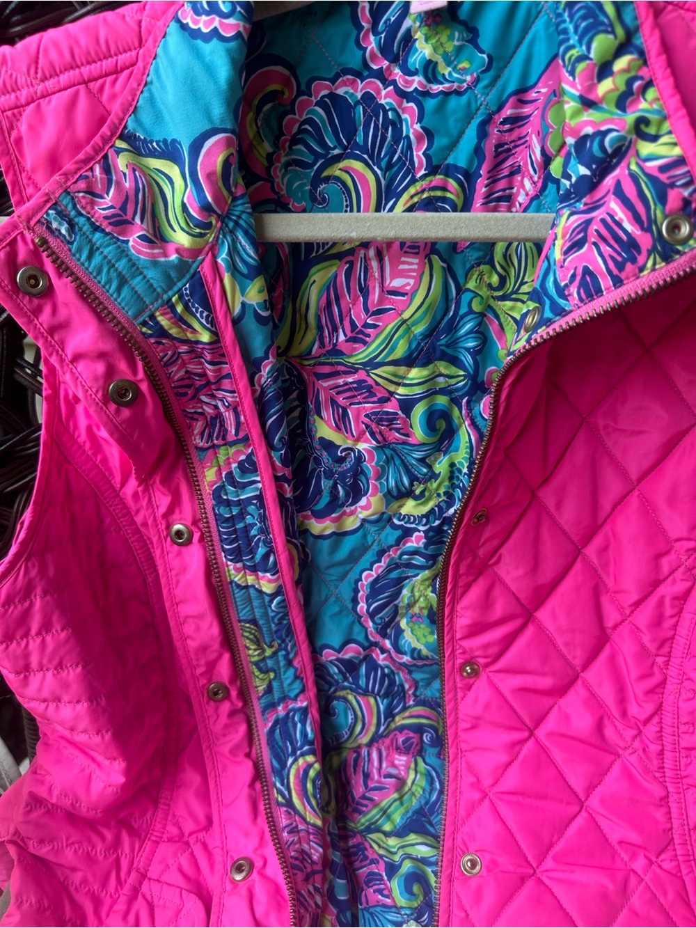 Lilly Pulitzer Blake Quilted Puffer Vest Hot Pink L - Picture 3 of 16